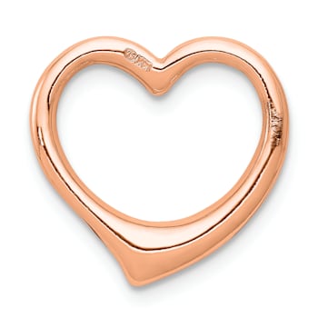 14k Rose Gold 3D Polished Heart Chain Slide Pendant
