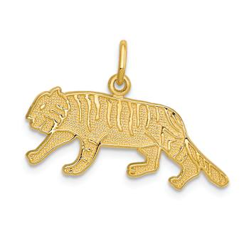14k Yellow Gold Textured Tiger Pendant