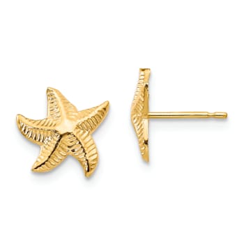 14K Yellow Gold Starfish Post Earrings