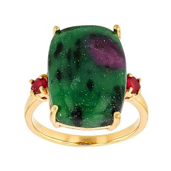 Ruby Zoisite Rectangular Cushion And Ruby Accent Ring In 18K Gold Over
Sterling Silver 0.32ctw