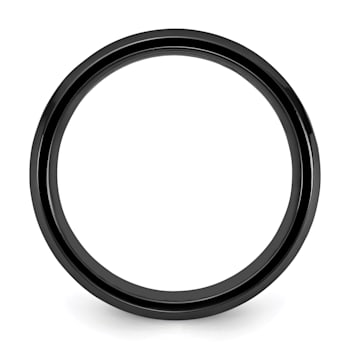 Black Zirconium Polished with Blue Imitation Opal Inlay 8.00mm Band