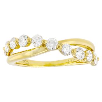 Lab-Grown Diamond Band Ring In 14K Gold Over Sterling Silver 0.90ctw
