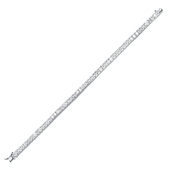 CZ Channel-Set Tennis Bracelet In White Rhodium Over Brass