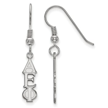 Rhodium Over Sterling Silver LogoArt Alpha Epsilon Phi Small Dangle Earrings