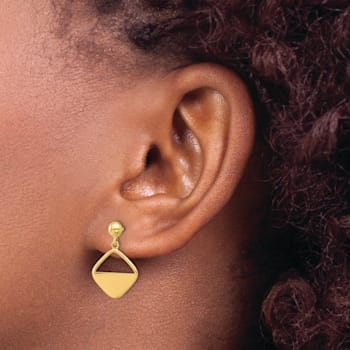 14k Yellow Gold Polished Contemporary Dangle Earrings