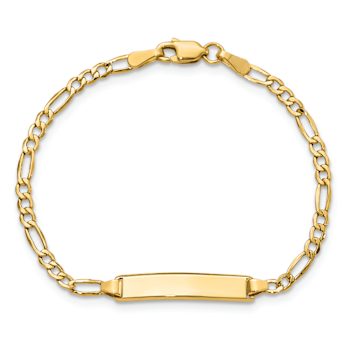 10k Yellow Gold Figaro Link ID Bracelet