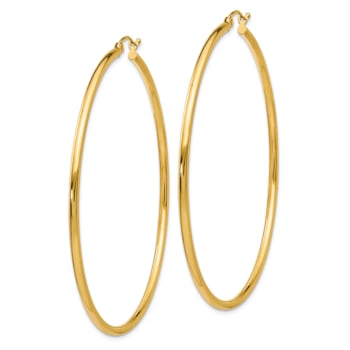 14k Yellow Gold Polished 2 3/8" Tube Hoop Earrings