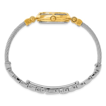 Charles Hubert IP-plated MOP Dial with Stainless Steel Wire Bangle Watch