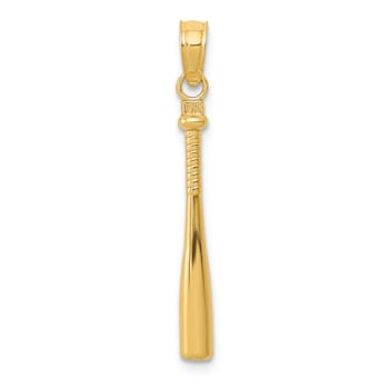 14k Yellow Gold 3D Textured Baseball Bat Pendant