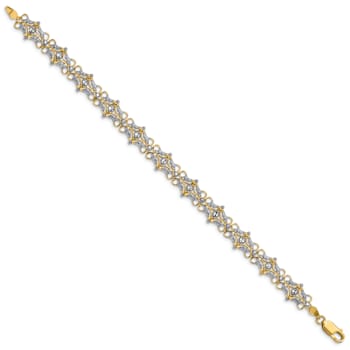14K Two-tone Gold Diamond-Cut Fancy Bracelet