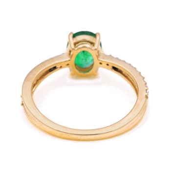 1.08 Ctw Emerald With 0.15 Ctw White Diamond Ring in 14K YG