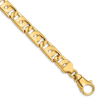 14k Yellow Gold 10mm Hand-Polished Solid Fancy Link 22 Inch Chain