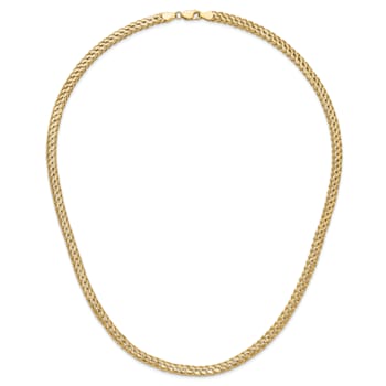 14K Yellow Gold Polished Fancy Diamond-cut Link Necklace