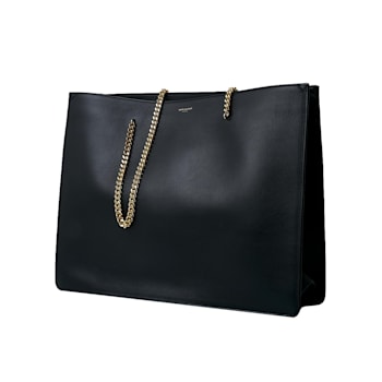 Saint Laurent Siena Ultra Lux Black Calf Leather Chain Shoulder Tote Bag