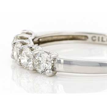 Lab-Grown Diamond Five-Stone Band Ring In 14K White Gold 0.75ctw