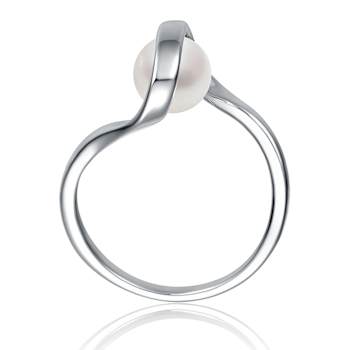 Pear Shape Freshwater Pearl Double Weave Band Ring In Sterling Silver