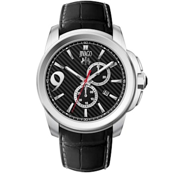 Jivago Men's Gliese Black Dial, Black Leather Strap Watch