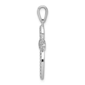 Rhodium Over 14k White Gold Diamond Cross Pendant