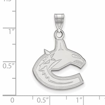 Rhodium Over Sterling Silver NHL LogoArt Vancouver Canucks Large Pendant