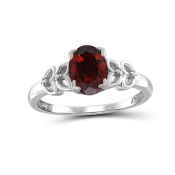 Red Garnet And White Diamond Sterling Silver Ring 1.63ctw