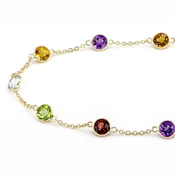 Multi-Gem 14k Yellow Gold 18" Necklace 10.45ctw