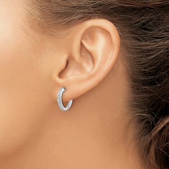 Rhodium Over 14K White Gold Lab Grown Diamond SI1/SI2, G H I, Hinged
Hoop Earrings