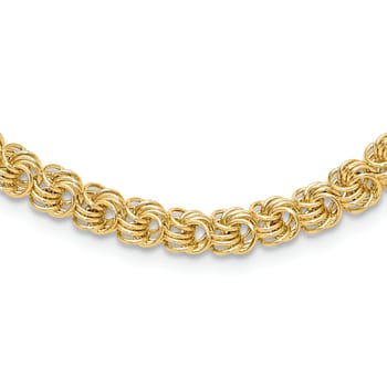 14K Yellow Gold Polished Fancy Triple Link Necklace