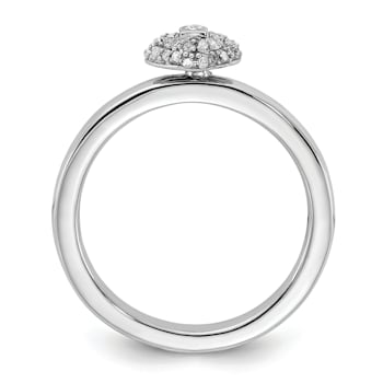 Sterling Silver Stackable Expressions Polished Diamond Heart Lock Ring 0.117ctw