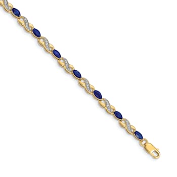 14k Yellow Gold and Rhodium Over 14k Yellow Gold Diamond and Sapphire
Infinity Bracelet