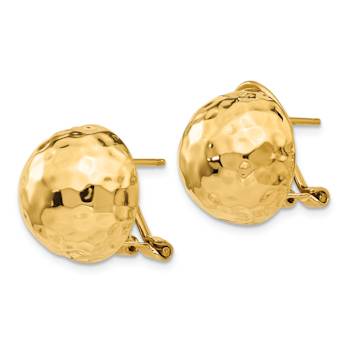 14k Yellow Gold 14mm Hammered Stud Earrings