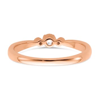14K Rose Gold Petite Beaded Edge Round Diamond Ring 0.1ctw