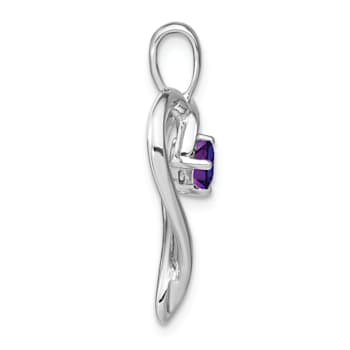 Rhodium Over 14k White Gold Amethyst Heart Pendant