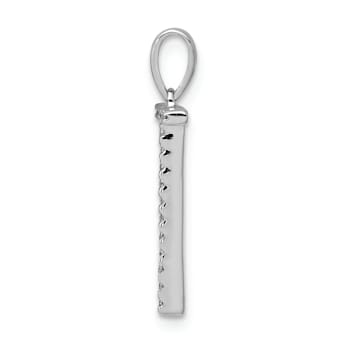 Rhodium Over 14K White Gold Diamond Letter T Initial Pendant