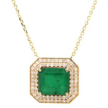4.70 Ctw Emerald and 0.53 Ctw White Diamond Pendant in 14K YG