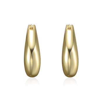 Artistic Puffy Hoop Earrings In 14K Gold Over Brass