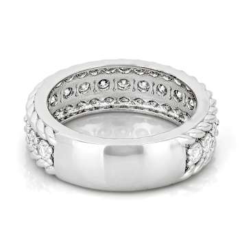 Moissanite Band Ring In Platinum-Enhanced Sterling Silver 1.14ctw
Diamond Equivalent Weight
