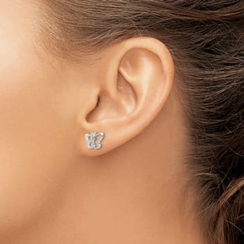 Sterling Silver Polished Butterfly Children's Post Earrings