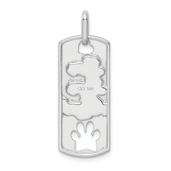 Rhodium Over 14k White Gold Polished Live Love Adopt Paw Dog Tag Pendant