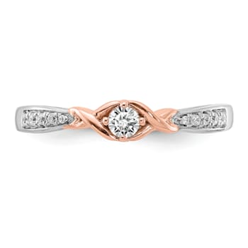 14K Two-tone White and Rose Gold First Promise Diamond Promise Ring 0.16ctw