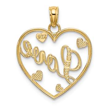 14K Two-tone Gold  Love with Hearts Pendant
