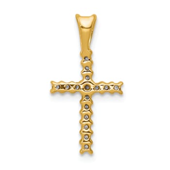 14k Yellow Gold Diamond Latin Cross Pendant
