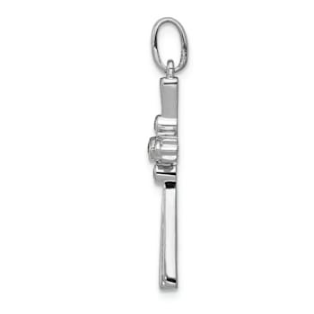 Rhodium Over 14K White Gold 1/15ct. Diamond Cross Pendant