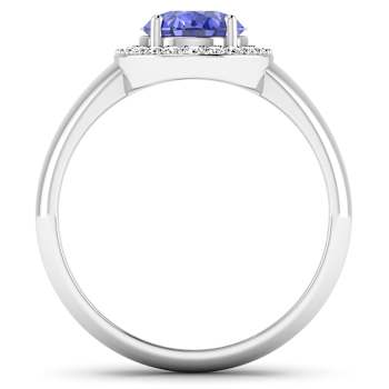 1.63ctw Violet Tanzanite and Diamond 14K White Gold Halo Ring