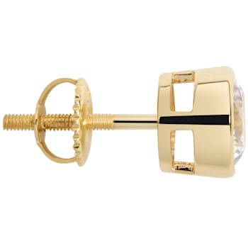 White Cubic Zirconia 14k Yellow Gold Studs With Velvet Gift Box 2.00ctw