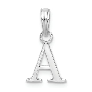 Sterling Silver Polished Block Initial -A- Pendant