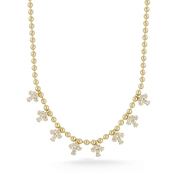 Rachel Zoe CZ Cluster Charm Bead Chain Necklace in 14K Gold Over
Sterling Silver