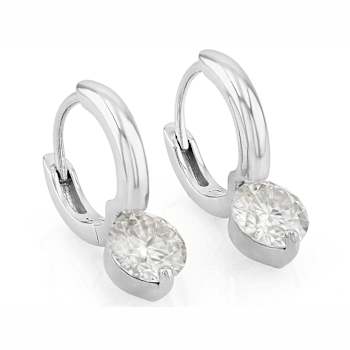 Moissanite Solitaire Stud Huggie Hoop Earrings In Platinum-Enhanced
Sterling Silver