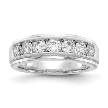 Rhodium Over 10K White Gold Lab Grown Diamond, SI1/SI2, G H I, Men's Ring