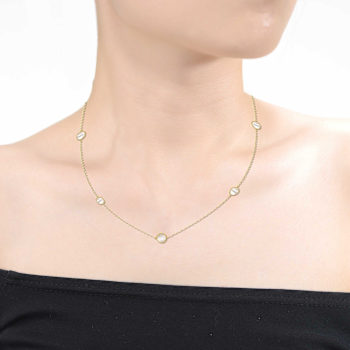 Mother-Of-Pearl Mariner Link Station Necklace In 14K Gold Over Sterling Silver