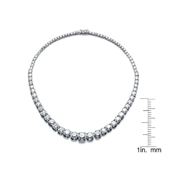 CZ Tennis Necklace In Sterling Silver 16 Inch